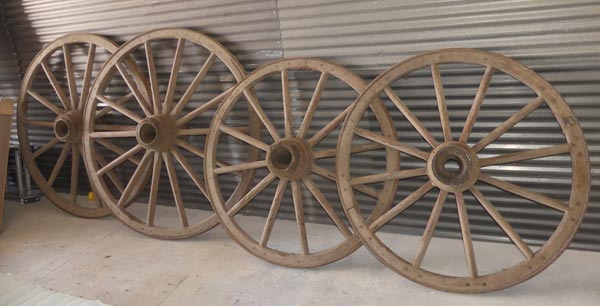 Set of four ANTIQUE wooden wagon wheels, Excellent condition